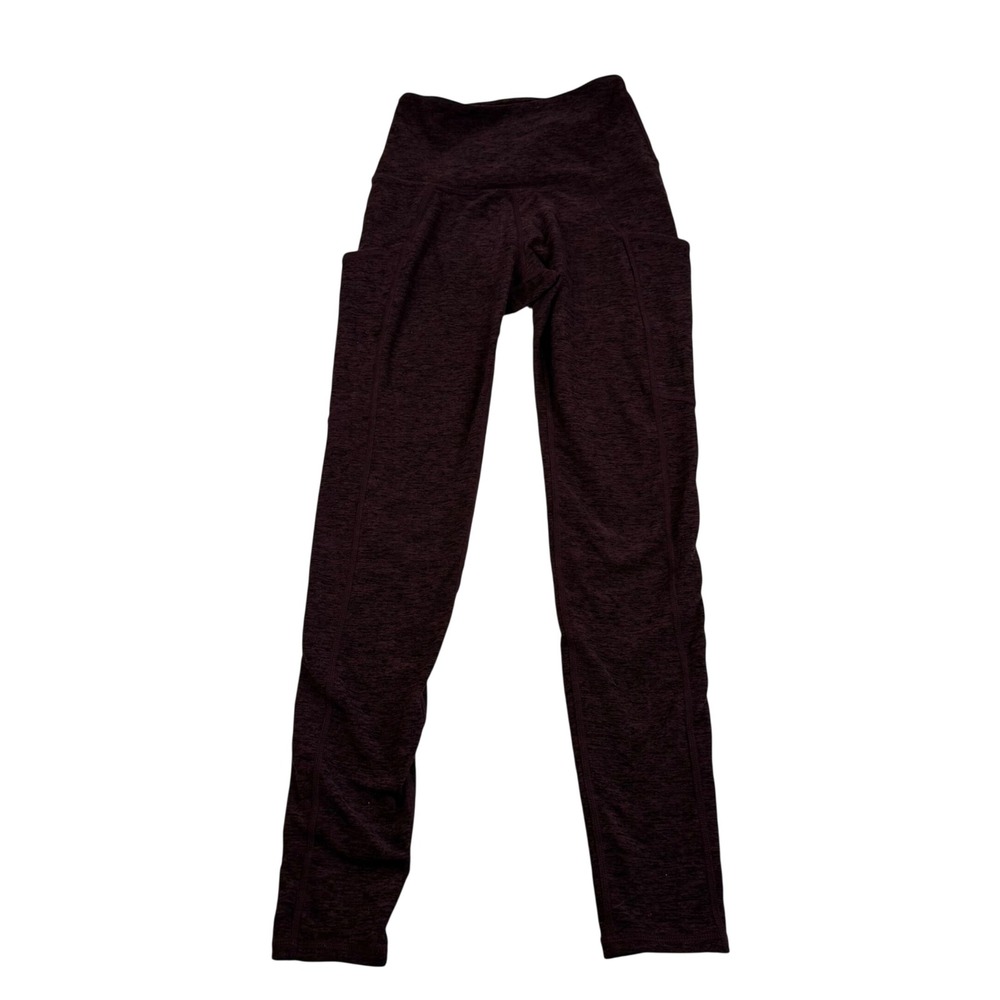 Kirkland Signature Womens Burgundy Space Dye High Waist Active Leggings XS